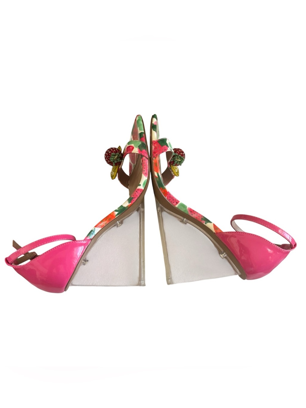 Betsey Johnson Harlem Fruit Vinyl Lucite Wedge Sandals -Two-Piece Style-Size 11 - Picture 11 of 15